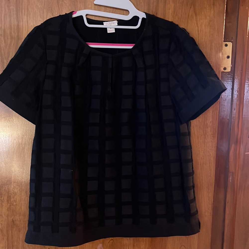 J. Crew women’s black windowpane patterned top. Size M. Great condition.